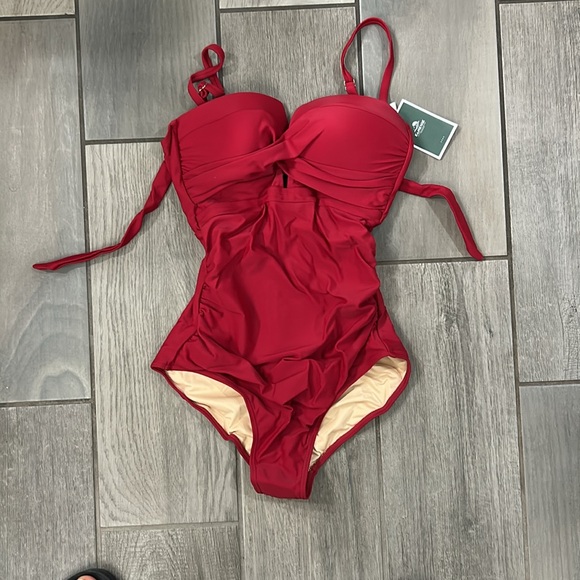 Women's Push Up Wrap Front Swimsuit One Piece Tummy Control Bathing Suit - Picture 4 of 6